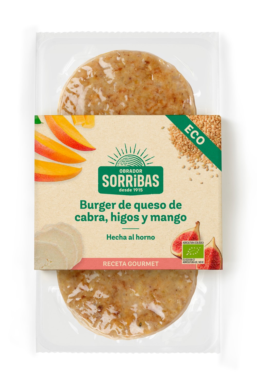 Burger de queso de cabra higos y mango 2x80g BIO Obrador Sorribas