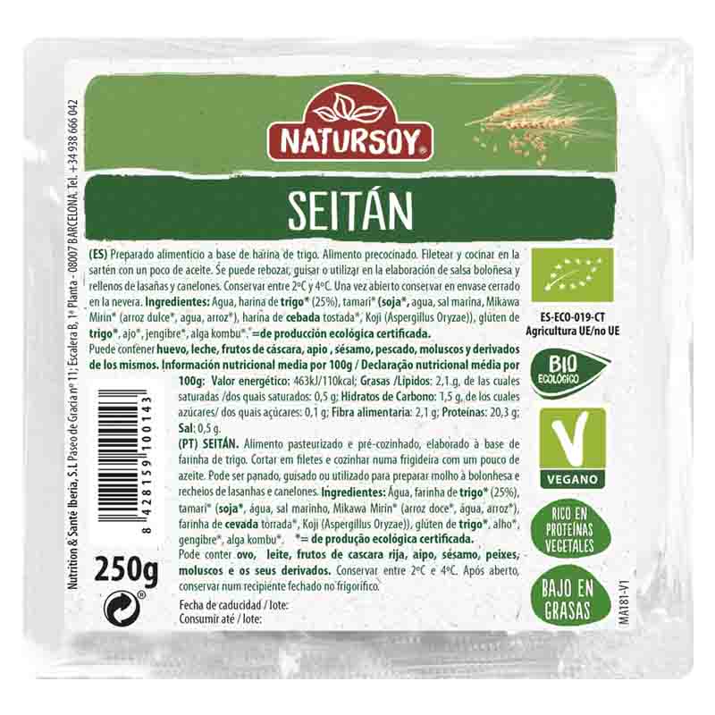 Seitán fresco NaturSoy 250g | Ecológico