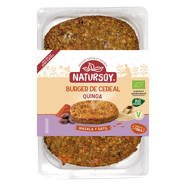 Burger de Cereal con Quinoa, Masala y Dátil BIO   Natursoy 2x100g