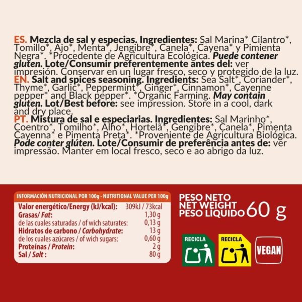 Sazonador Pangea 60g Artemis | Ecológico 2