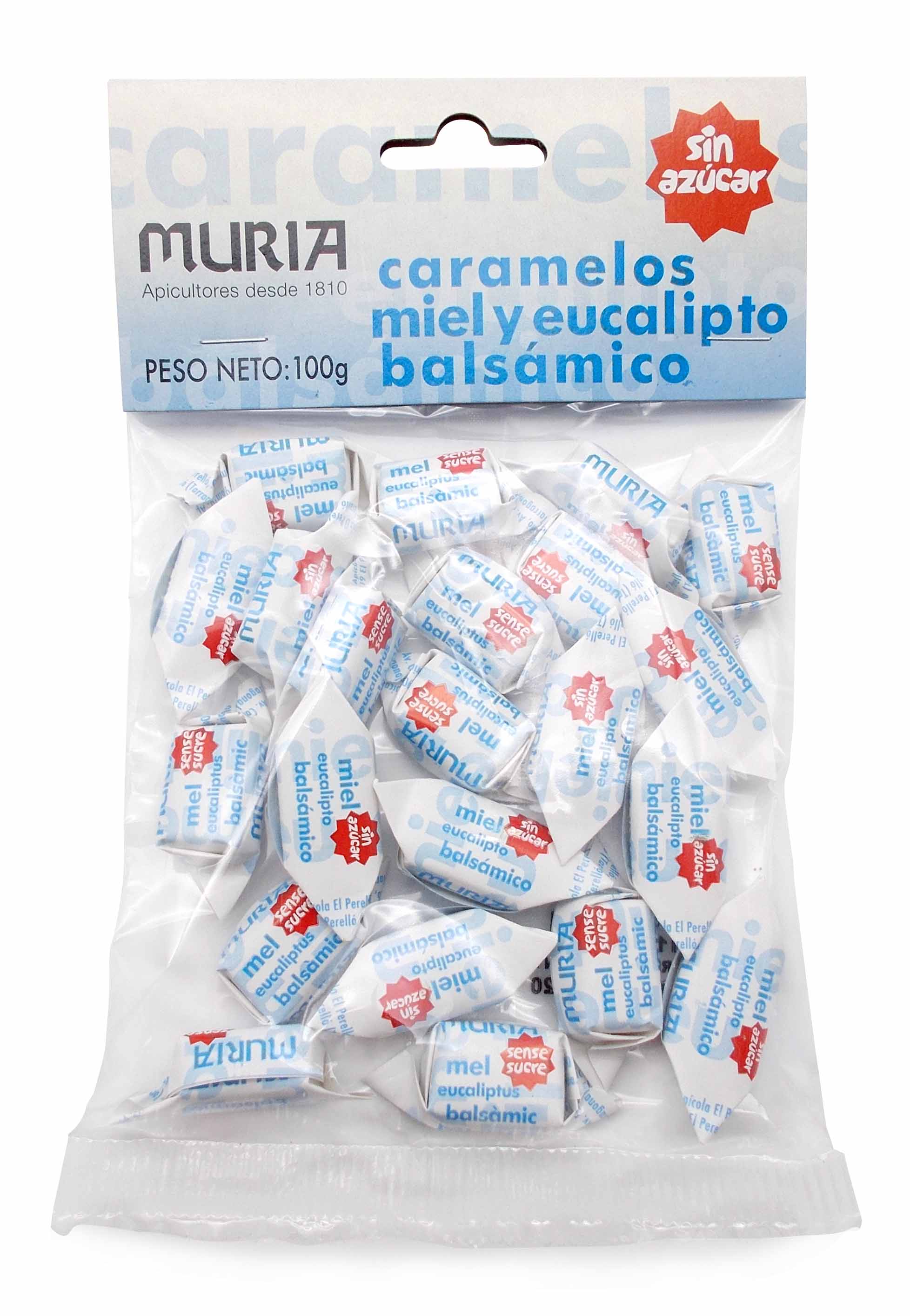 Caramelos sin azúcar de miel y eucalipto 100g Muria