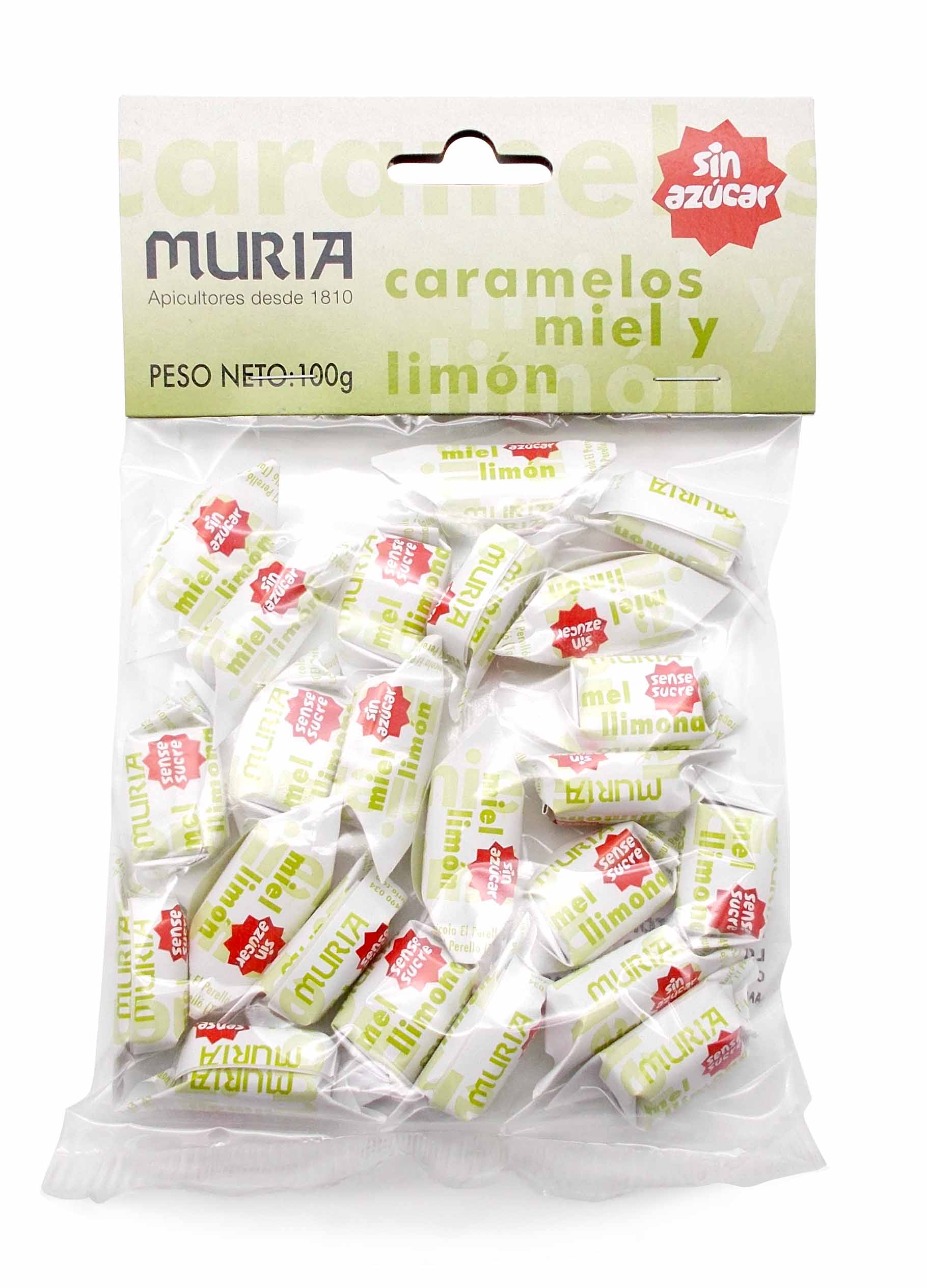 Caramelos sin azúcar de miel y limón 100g Muria