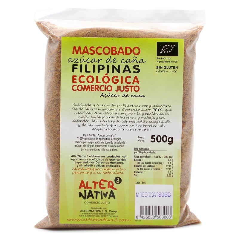 ALTERNATIVA3 - AZUCAR DE CAÑA MASCOBADO 500g (FILIPINAS) BIO