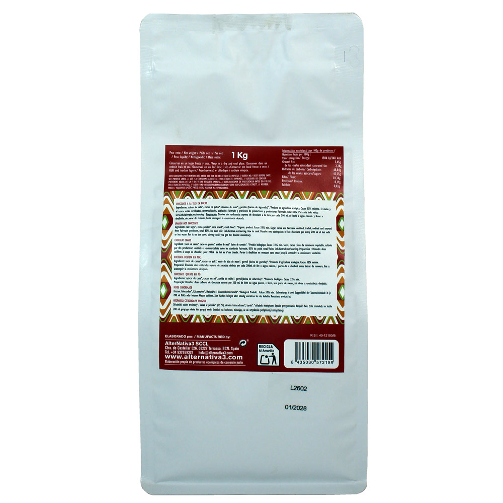 ALTERNATIVA3 - CHOCOLATE A LA TAZA 1Kg BIO 2