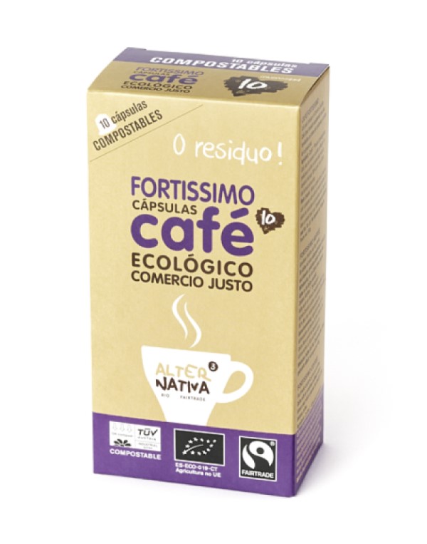 Café fortissimo 10 cápsulas TUV BIO Alternativa3