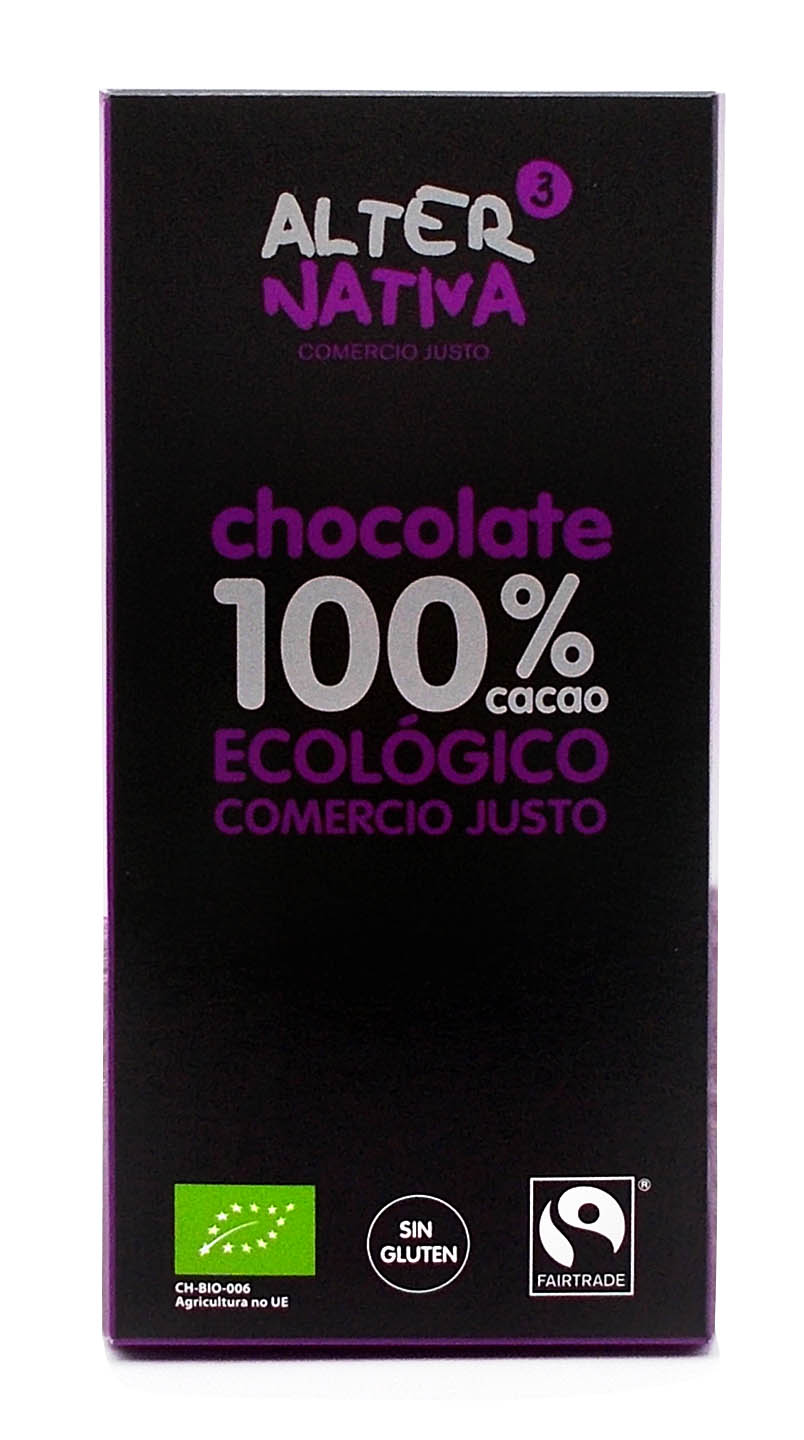 Chocolate negro 100% de cacao 80g BIO Alternativa3