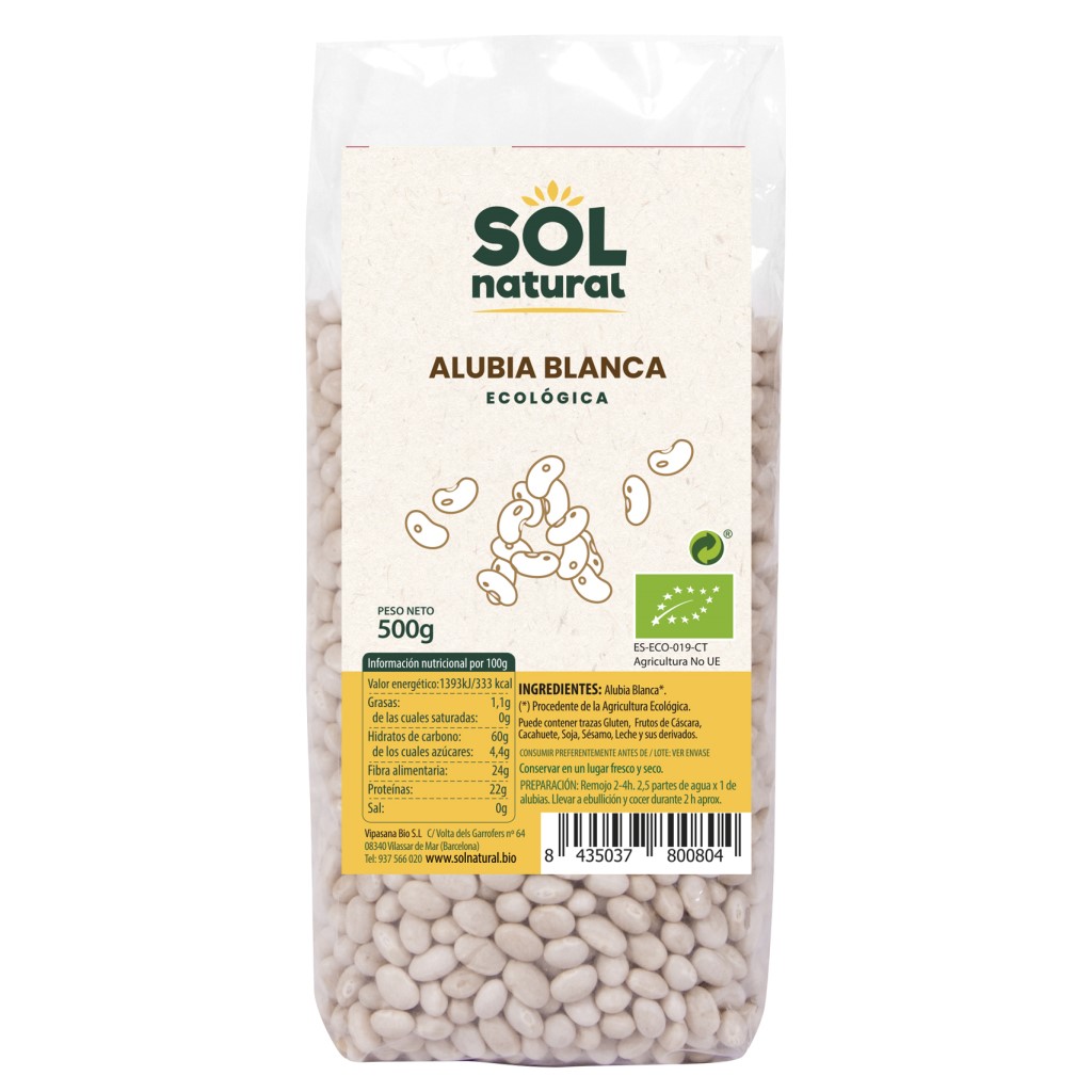 Alubia Blanca BIO Ecológica 500 g   Sol Natural | Alta en Proteína y Fibra