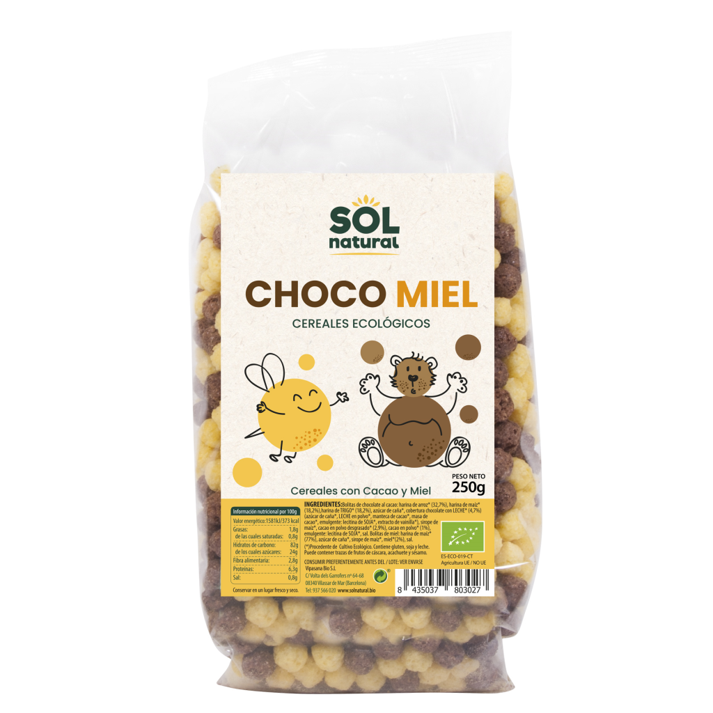 Bolitas de choco y miel ecológicas 250g Sol Natural
