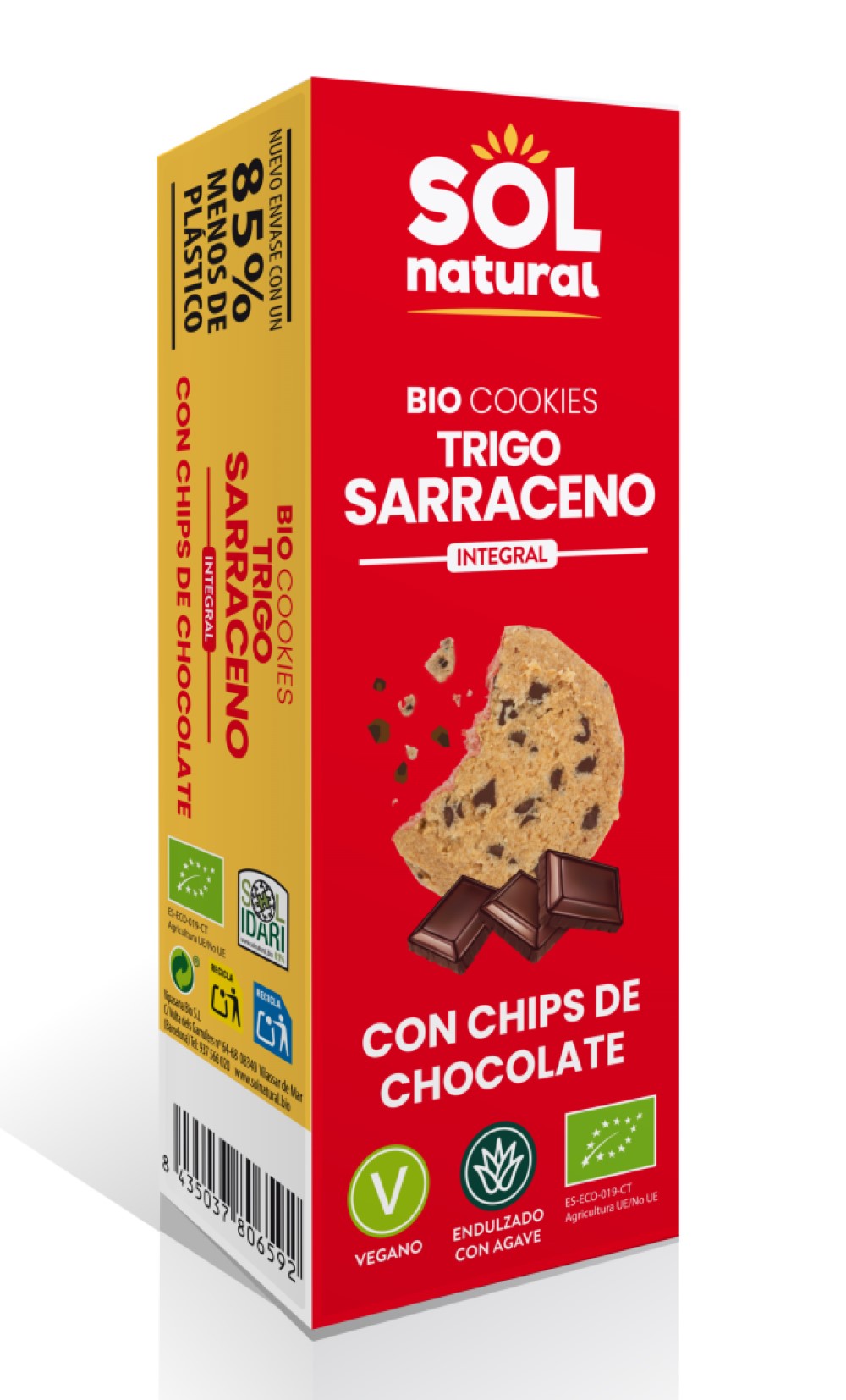 Cookies trigo sarraceno con chips de chocolate Sol Natural 170g | ecológico