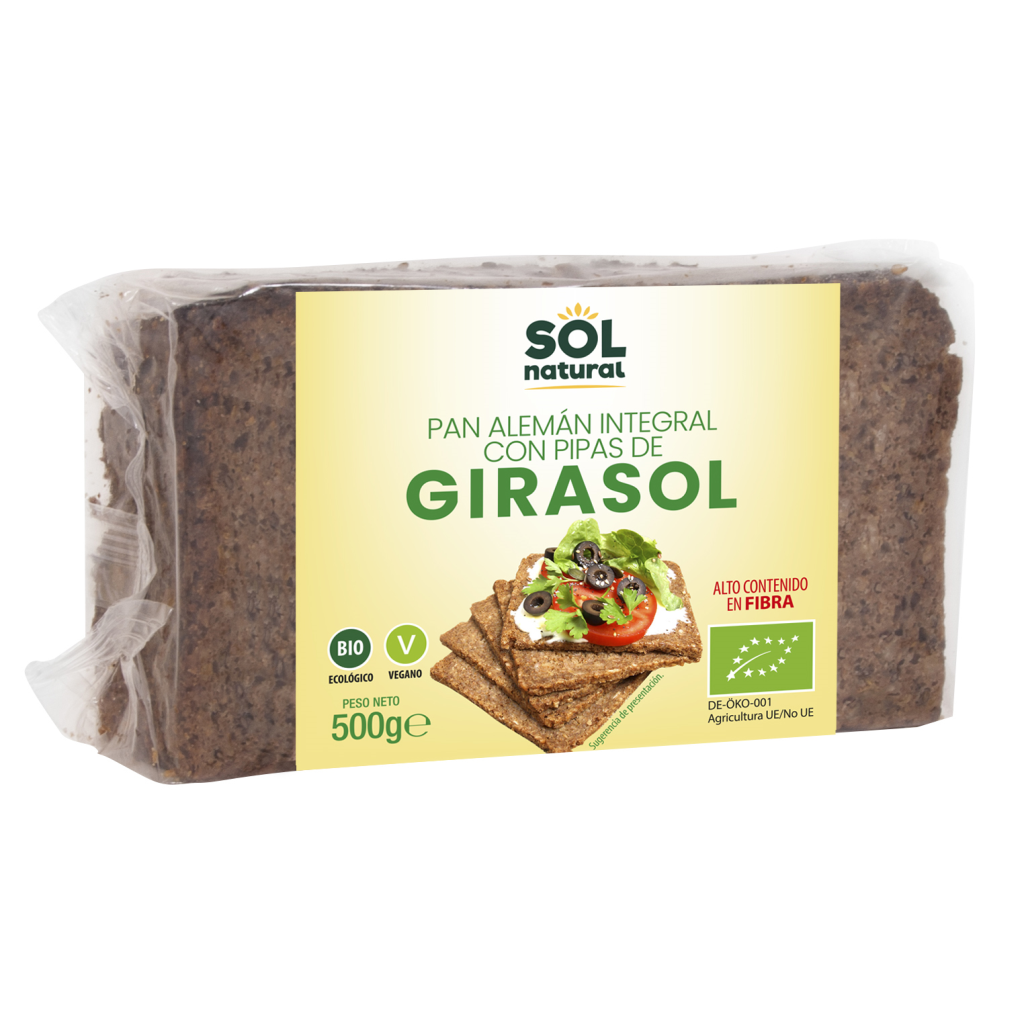 Pan alemán ecológico de centeno y pipas de girasol 500g Sol Natural