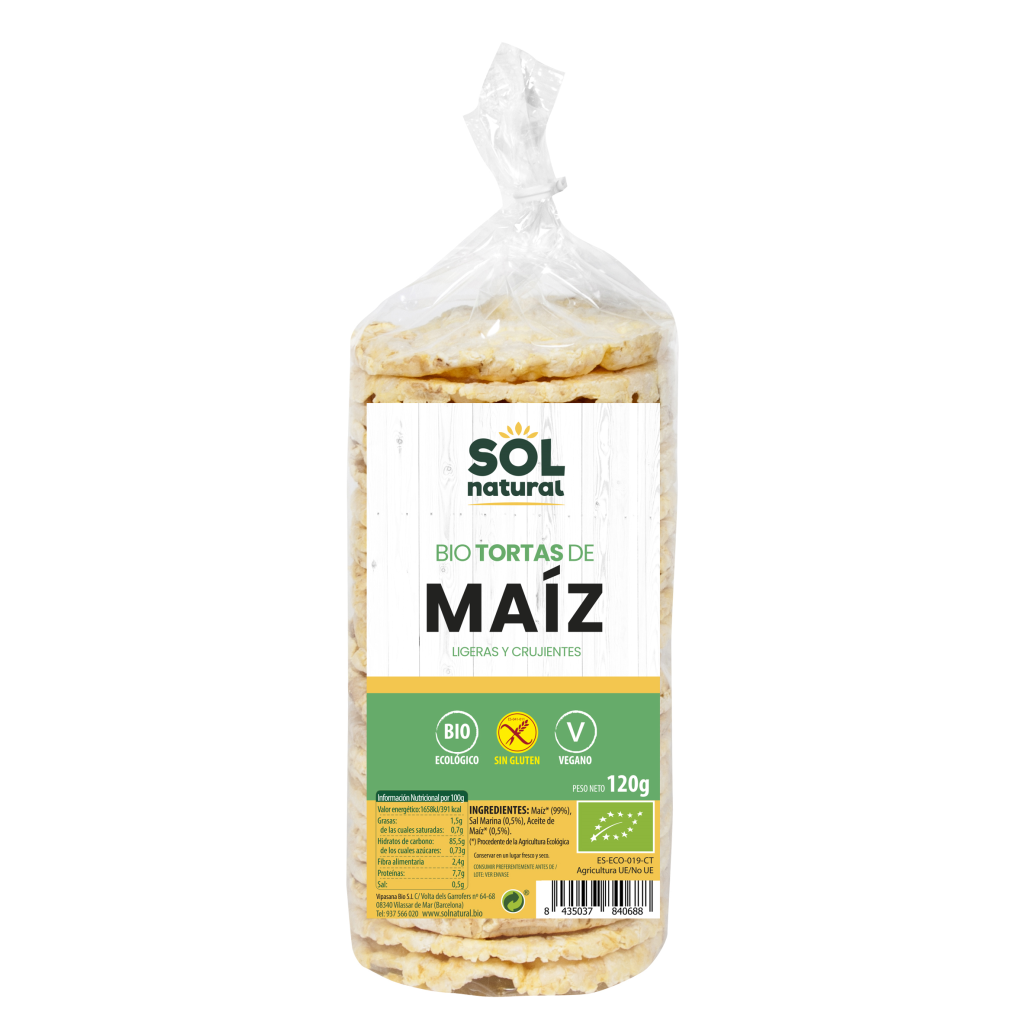 Tortas de maíz Sol Natural 120g - sn gluten y ecológicas