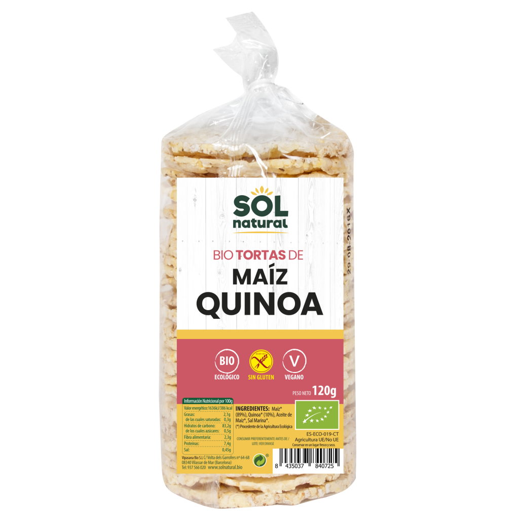 Tortas de maiz y quinoa Sol Natural 120g - ecológicas y sin gluten