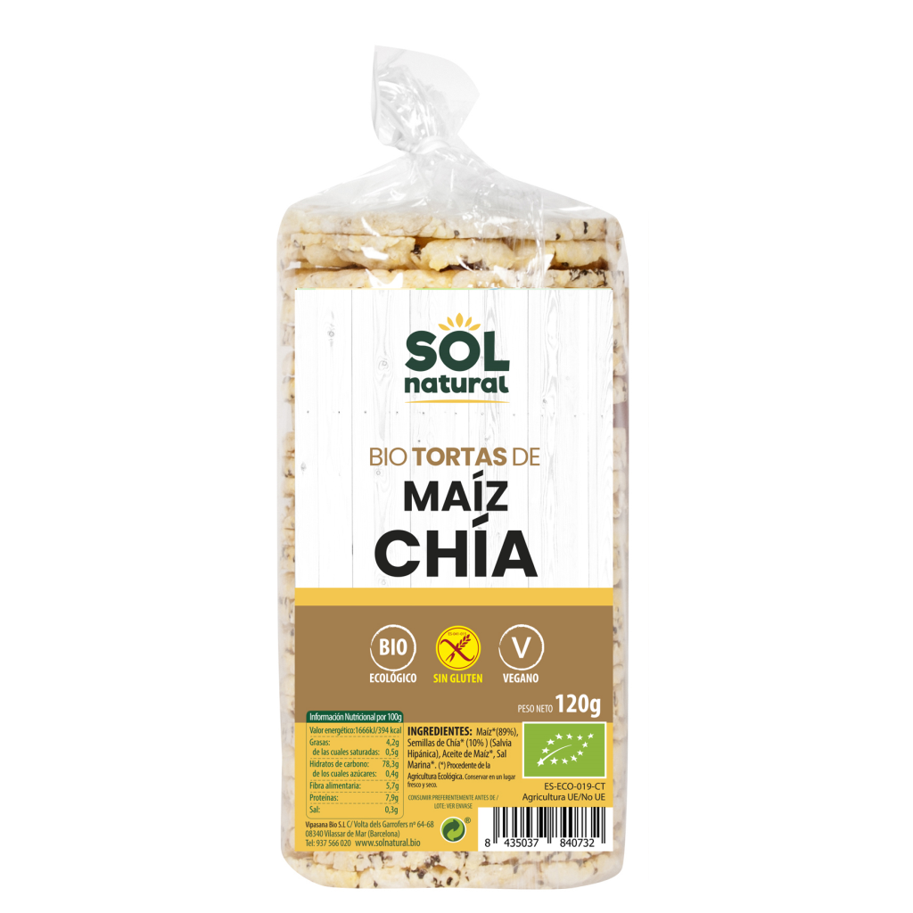 SOL NATURAL - TORTAS MAIZ CHIA SIN GLUTEN 120g BIO