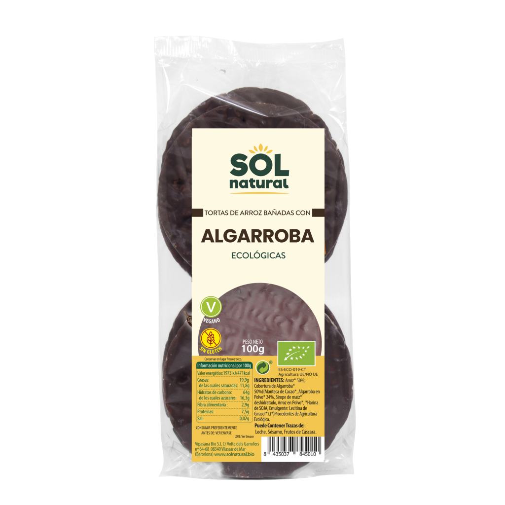 Tortas de arroz con algarroba ecológicas 100g Sol Natural