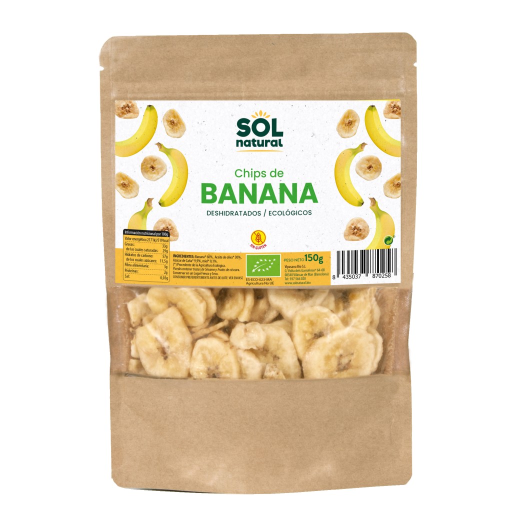 Chips de banana deshidratados Sol Natural 150g | ecológico