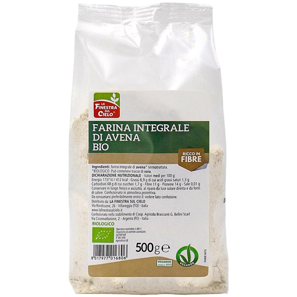 Harina Ecológica de Avena Integral 500g Finestra Sul Cielo