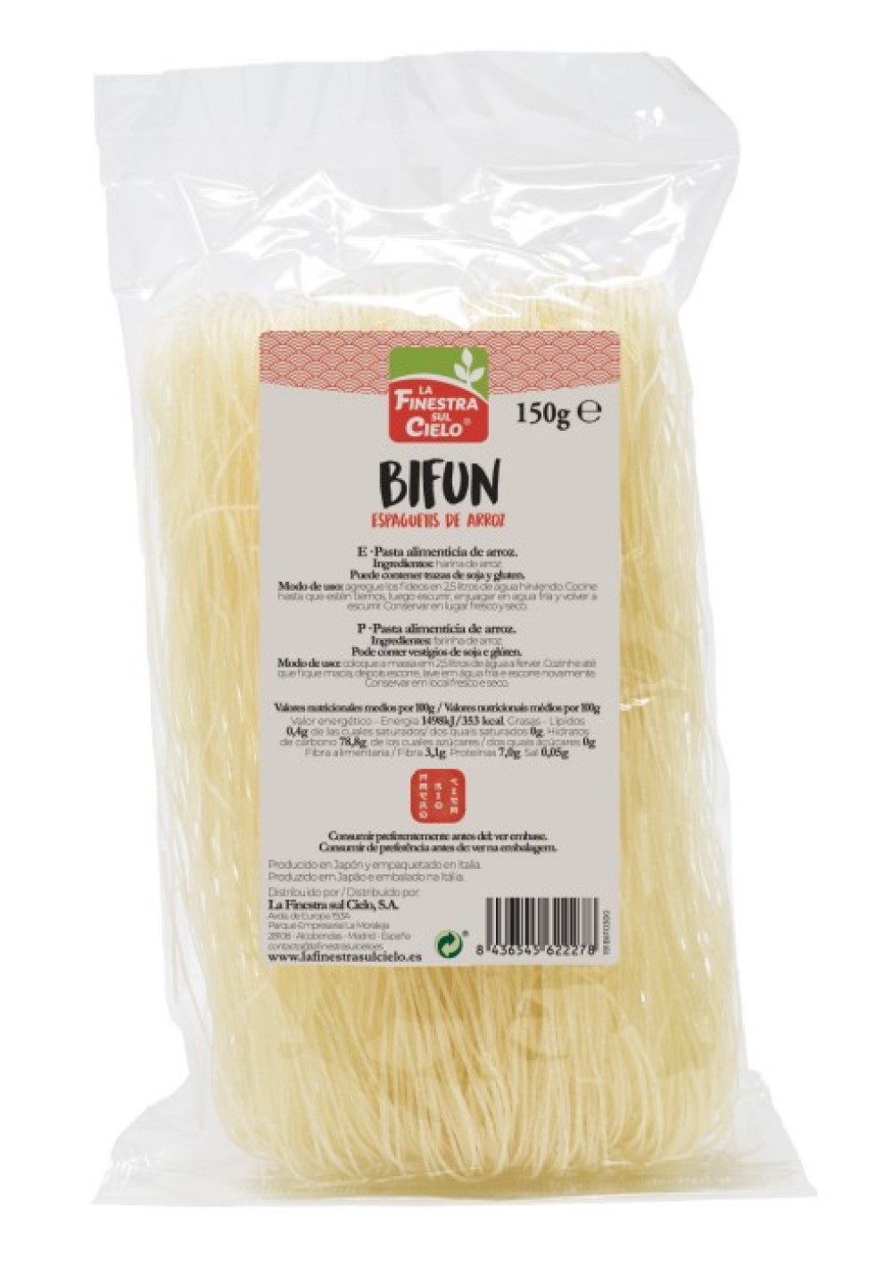 Bifun fideos de arroz 150g La Finestra Sul Cielo