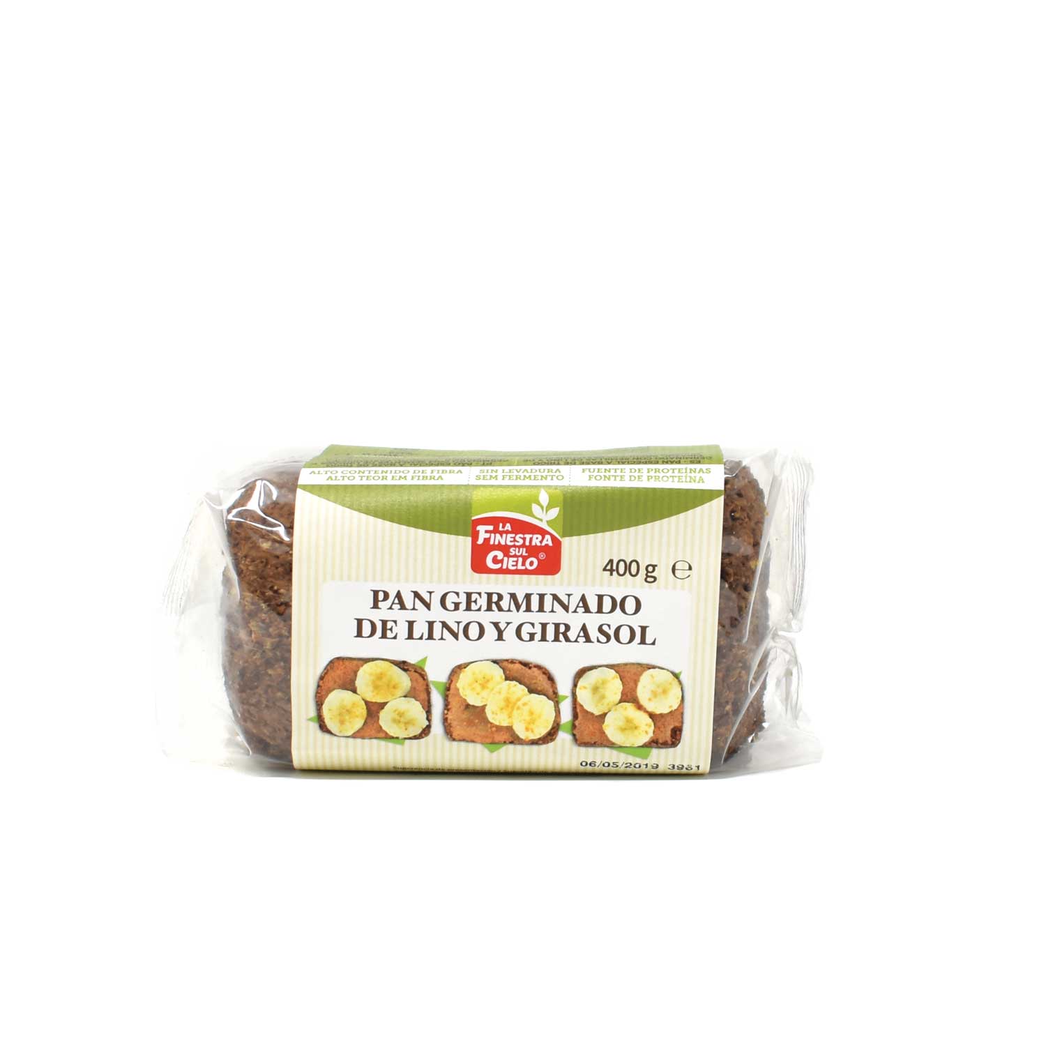 FINESTRA - PAN GERMINADO DE TRIGO SIN LEVADURA CON LINO Y GIRASOL BIO 400g