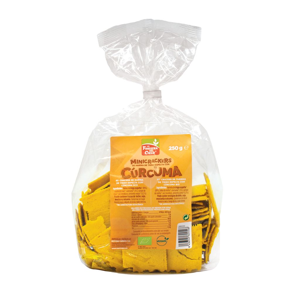 Mini Crackers ecológicos de Harina de Espelta con Cúrcuma La Finestra Sul Cielo 250g