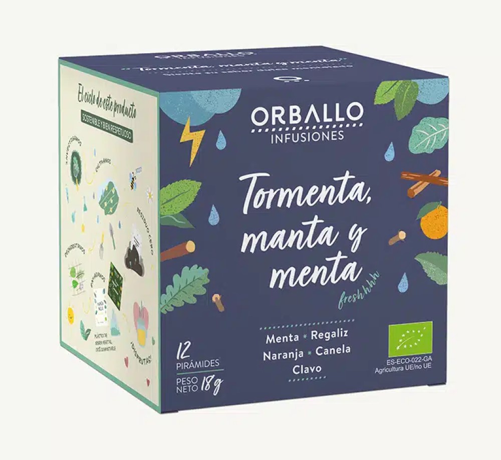 Infusión tormenta manta y menta 12 pirámides Orballo | ecológico