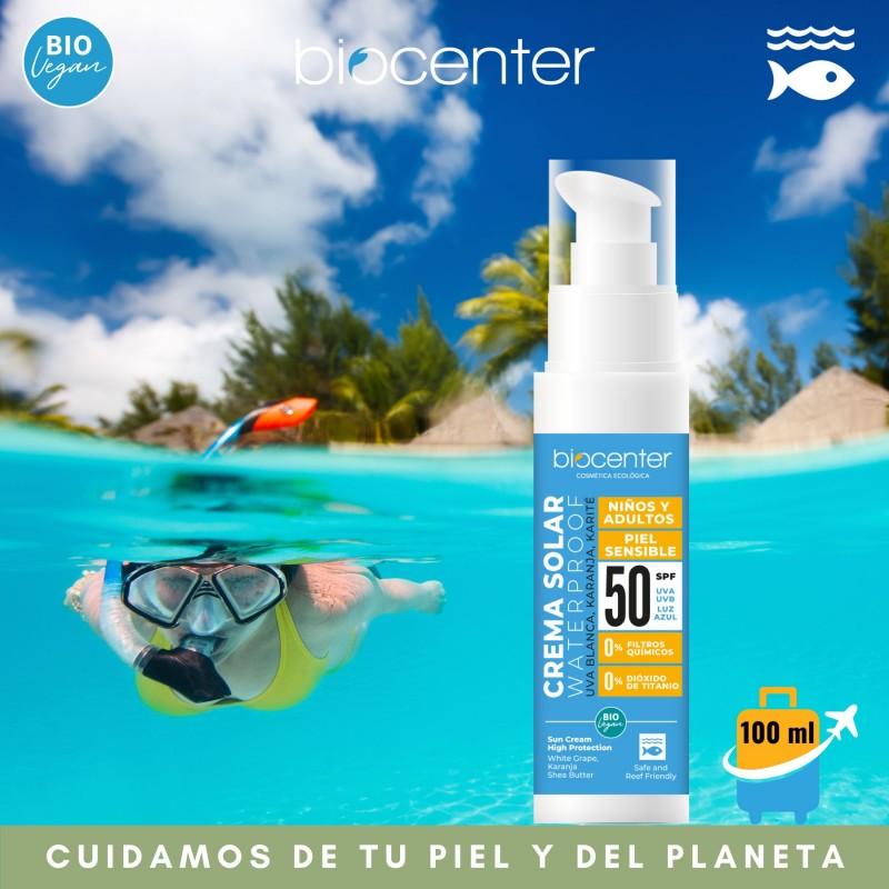 Crema Solar 50 SPF Waterproof Biocenter 100ml | Niños y adultos | Piel Sensible | Cosmética Ecológica 3