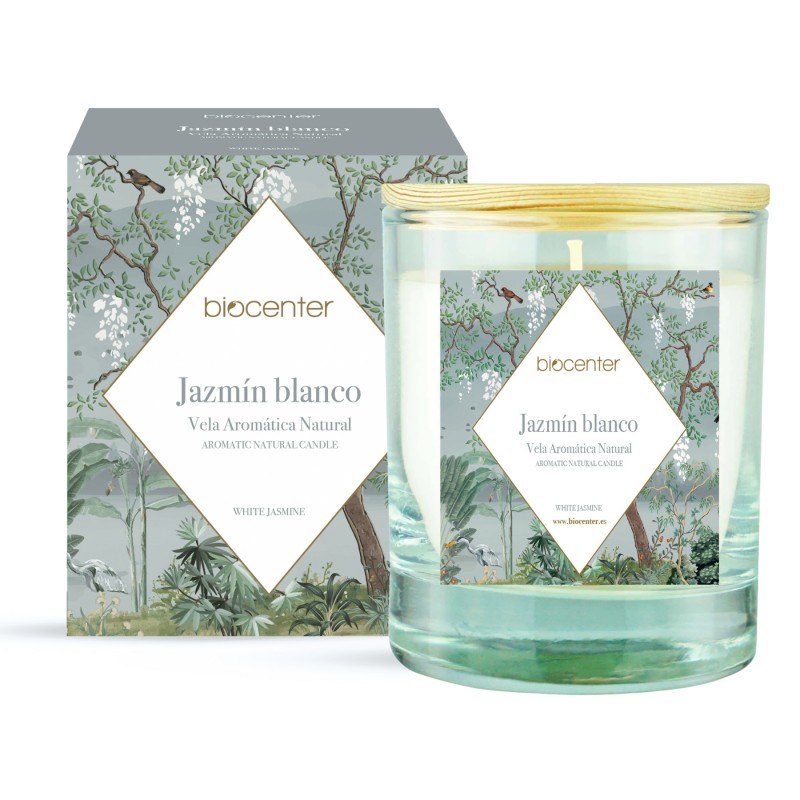Vela 100% cera vegetal aroma Jazmín Blanco Biocenter 2
