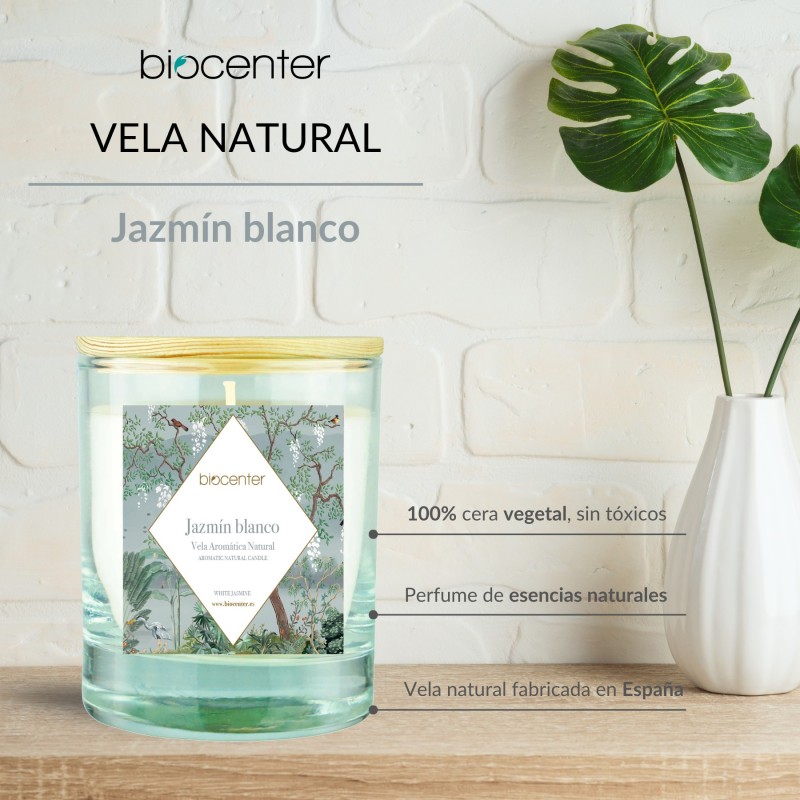 Vela 100% cera vegetal aroma Jazmín Blanco Biocenter 3