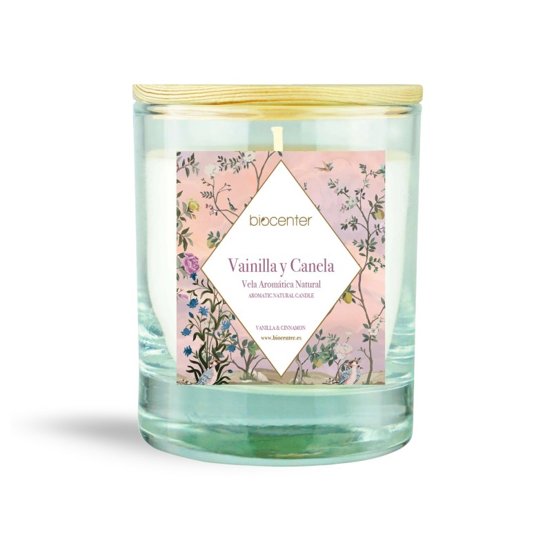 Vela 100% cera vegetal aroma Vainilla y Canela Biocenter