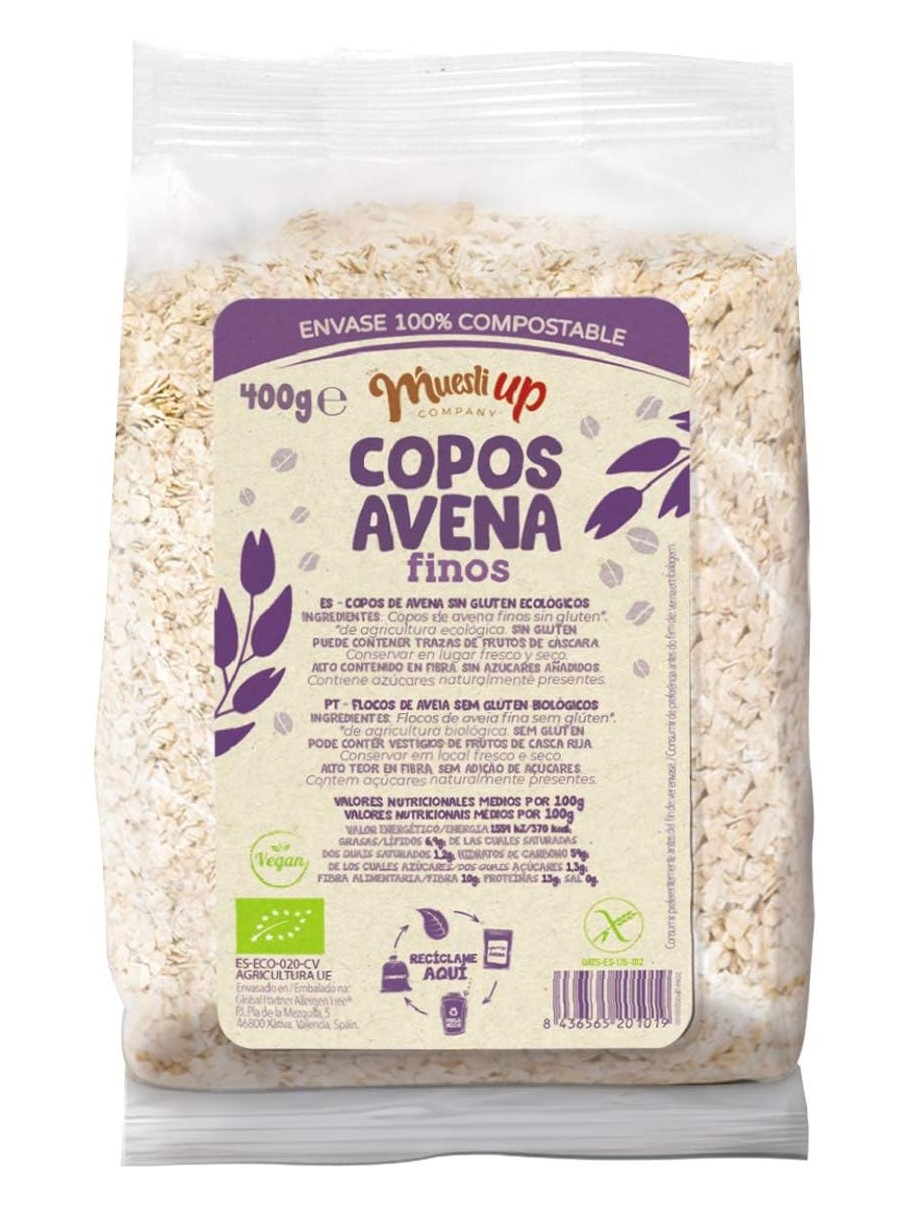 Copos de Avena Finos Gluten Free Muesli Up 400g | ecológico