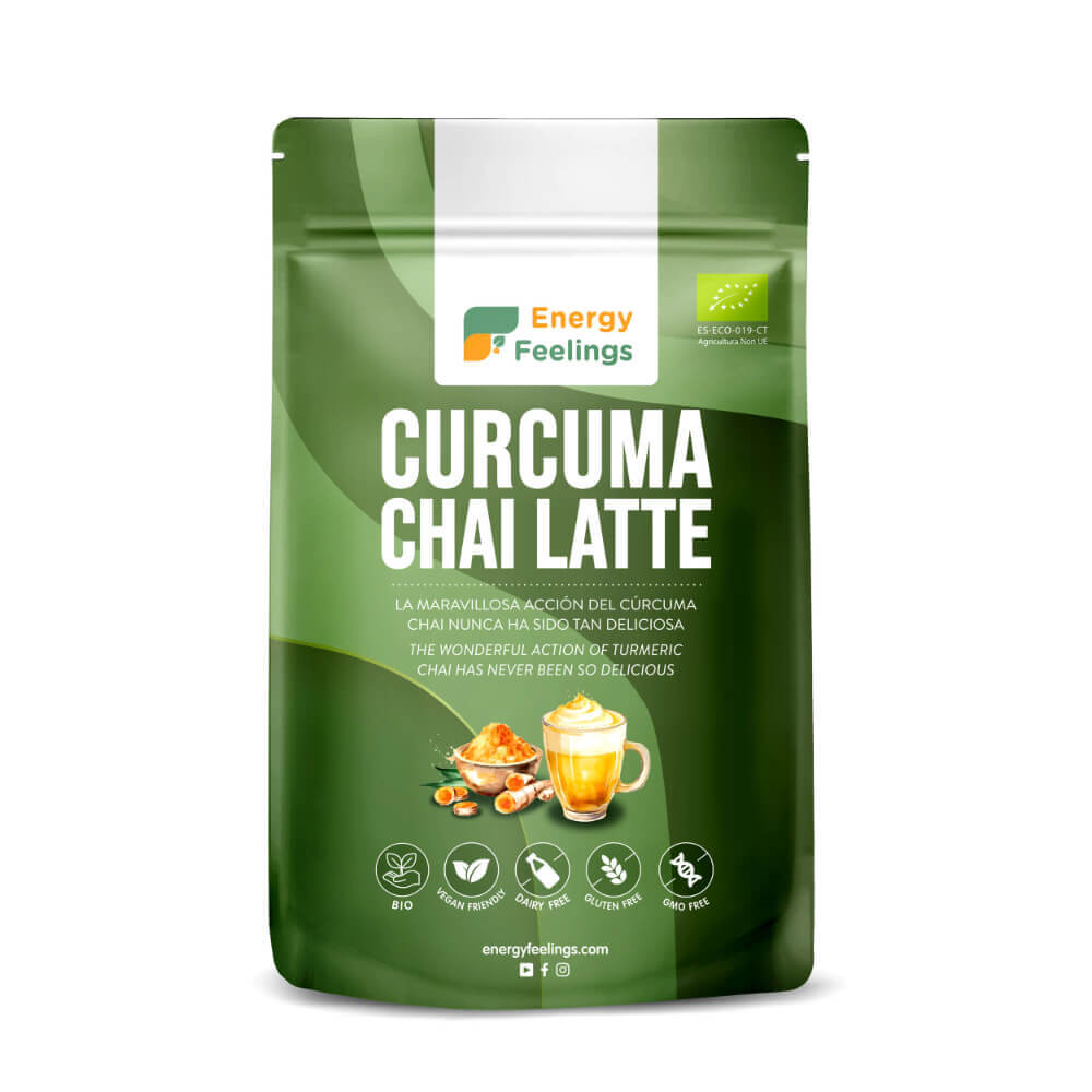 Cúrcuma Chai Latte Bio Energy Feelings   Mezcla Ayurvédica Ecológica para Bebida Dorada