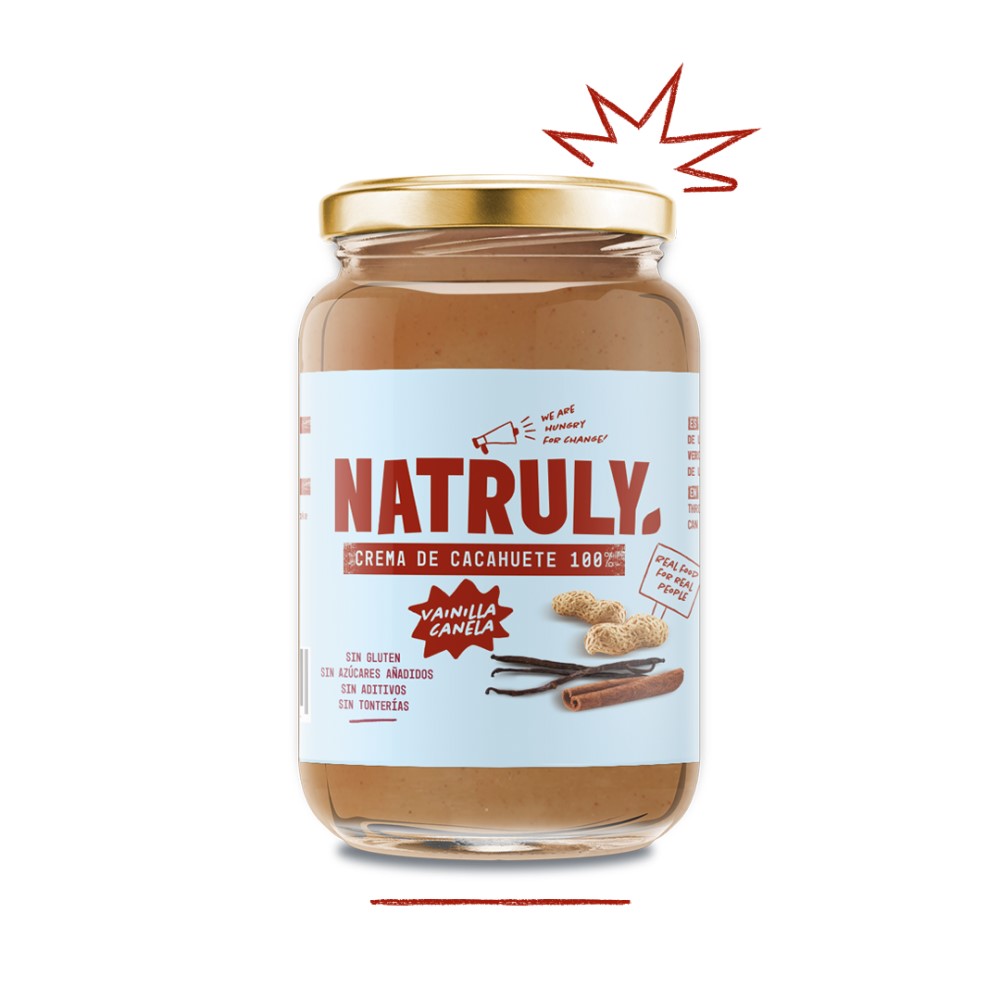 Crema de cacahuete con canela y vainilla 500g Natruly