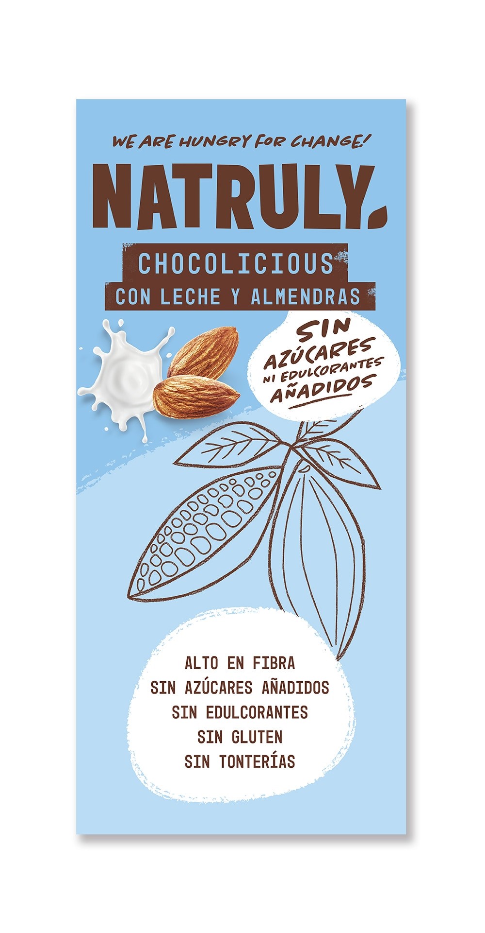 Chocolate con leche y almendras sin azúcar Chocolicious Natruly 85g