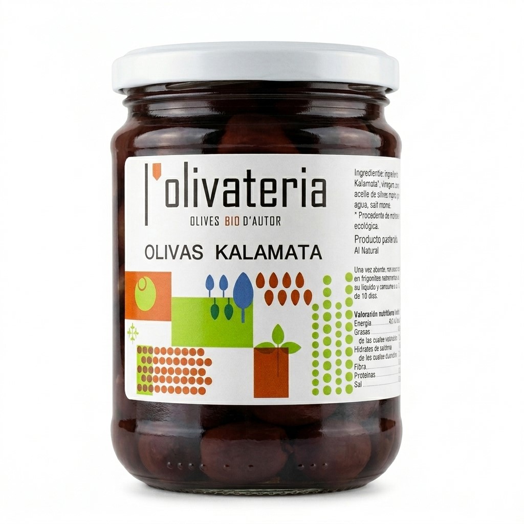Olivas Kalamata BIO 435g L'olivateria    Aceitunas ecológicas gourmet al natural