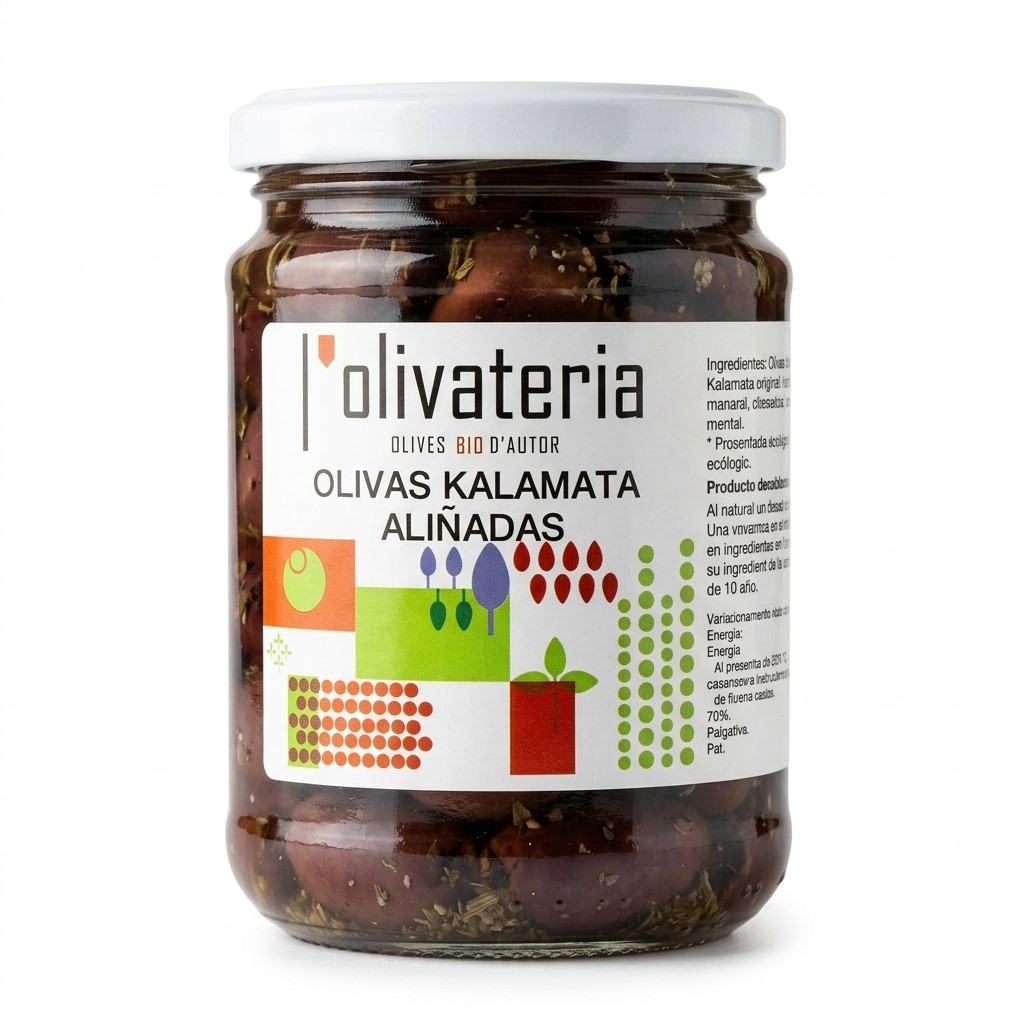 Olivas Kalamata Aliñadas BIO 435g Olivateria