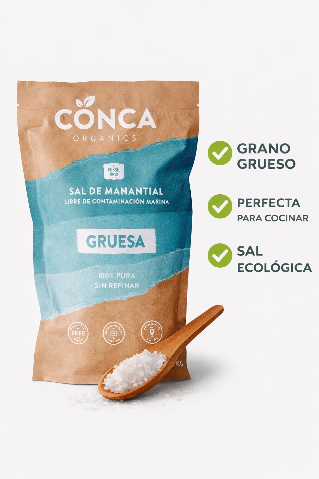 Sal gema gruesa Conca 1Kg libre de contaminación marina  2