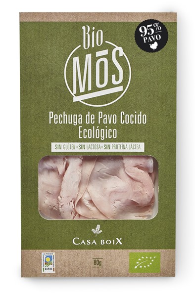 Pechuga de pavo cocido ecológico 80g Bio Mos