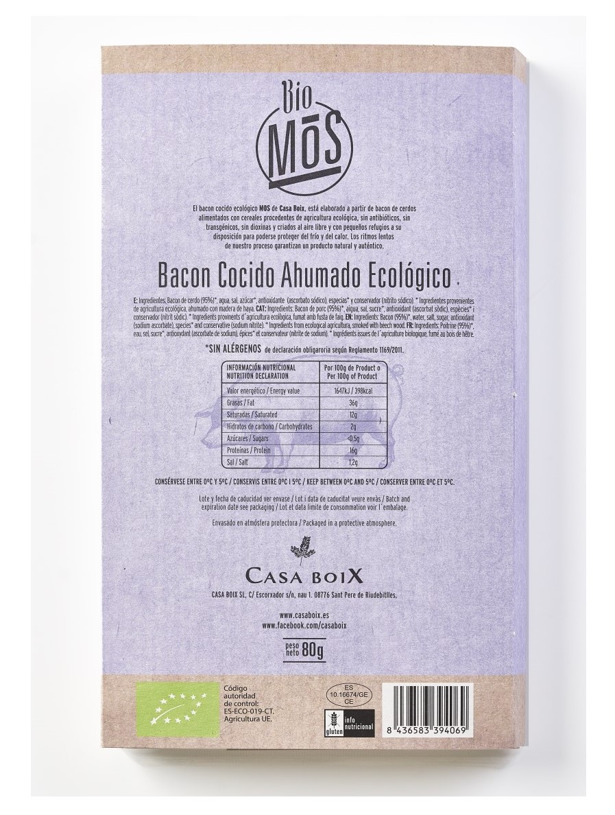 Bacon cocido ahumado Bio Mos 80g | ecológico 2