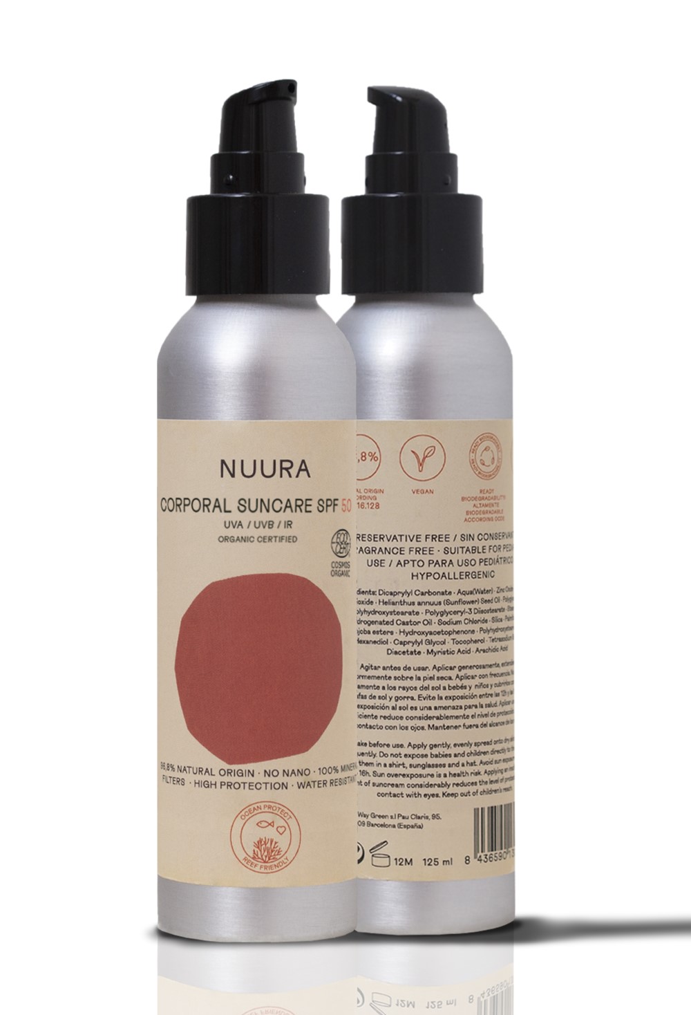 Protector solar corporal SPF50 125ml Nuura