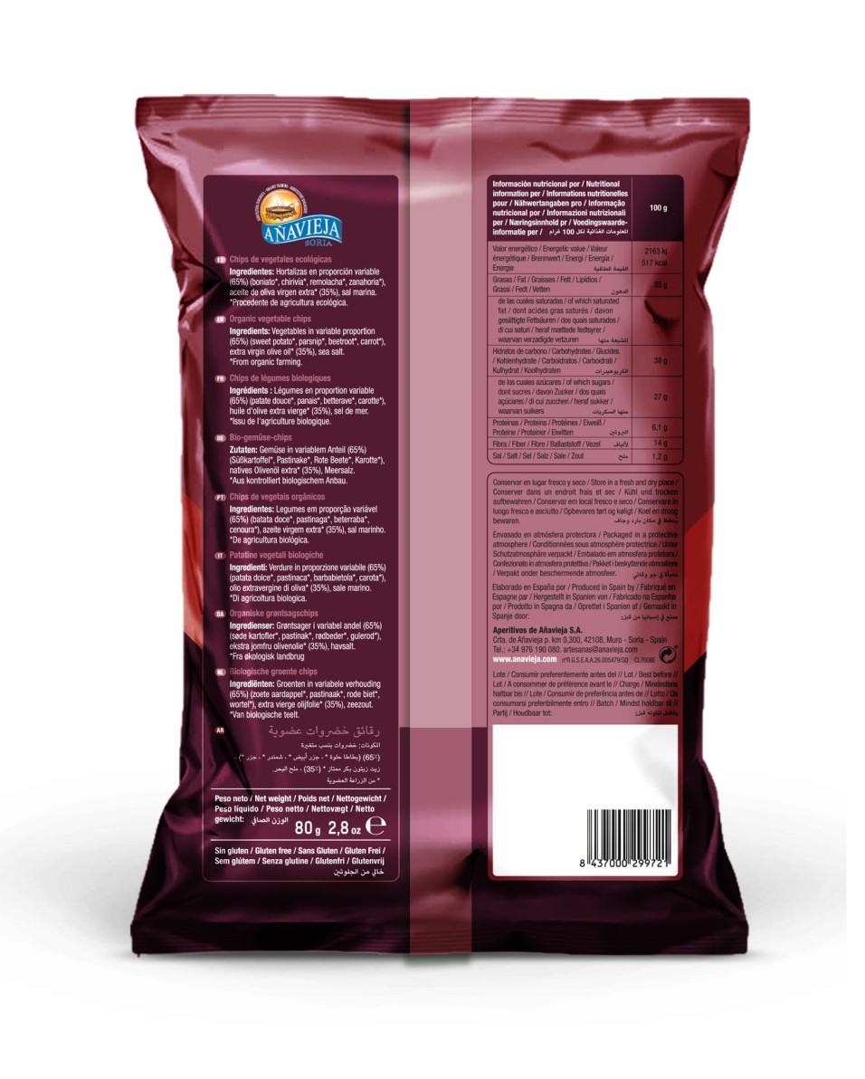 Chips de verduras en aceite de oliva virgen extra Añavieja 80g | ecológico 2