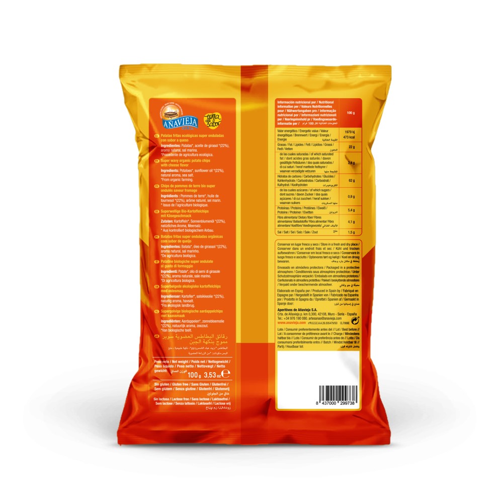 Patatas chips super onduladas sabor a queso 100g BIO Añavieja 2