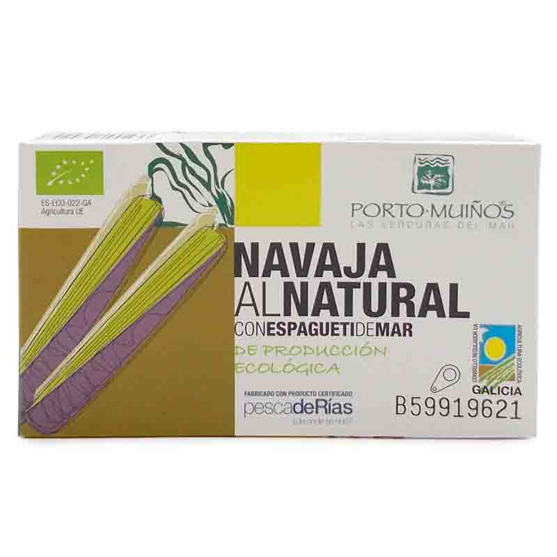 PORTO - NAVAJA AL NATURAL CON ALGA ESPAGUETI DE MAR BIO 90g