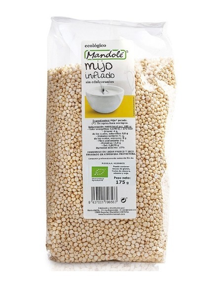 Mijo inflado sin azúcar 175g Mandolé | ecológico