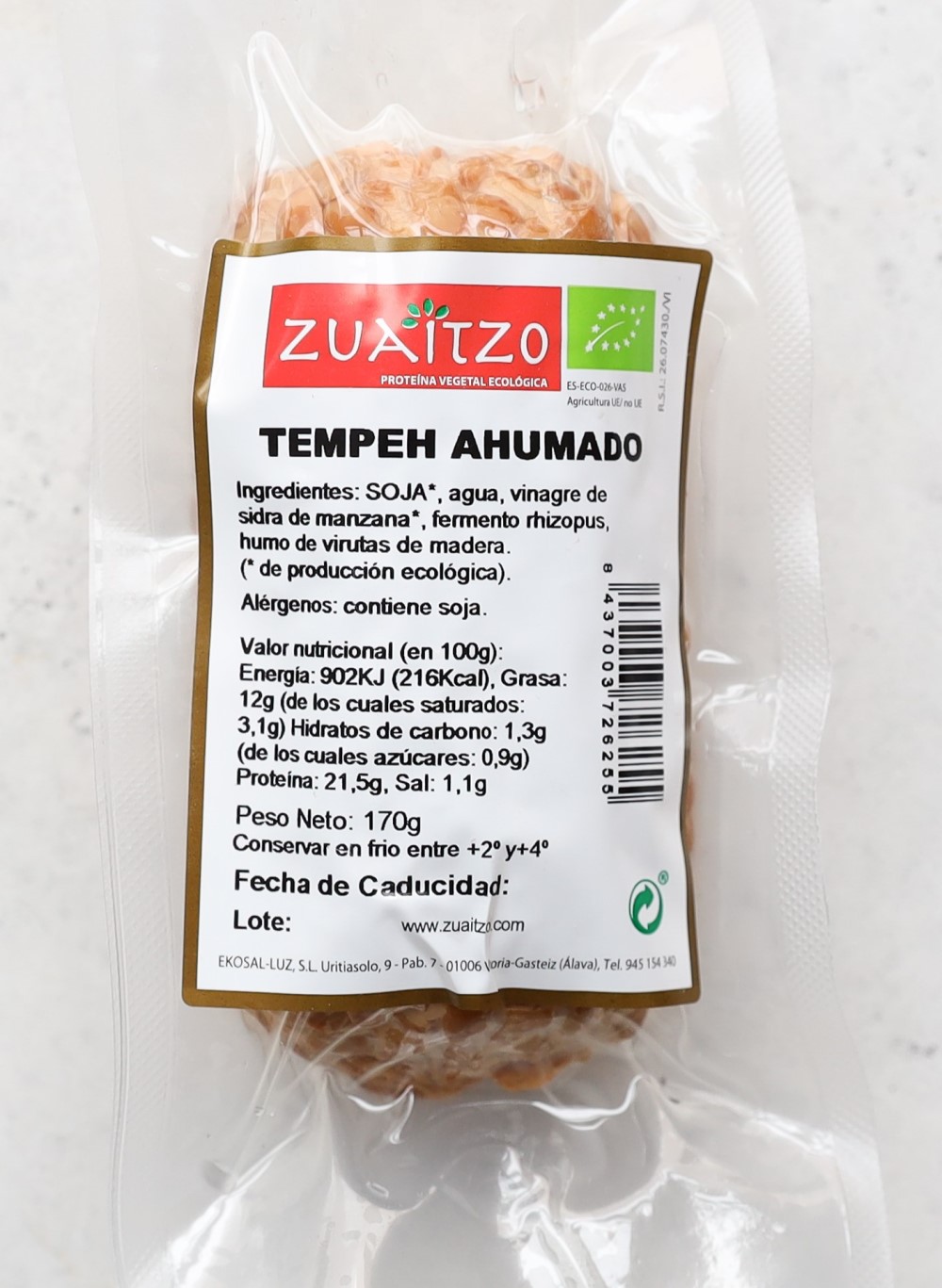 Tempeh ahumado 170g BIO Zuaitzo