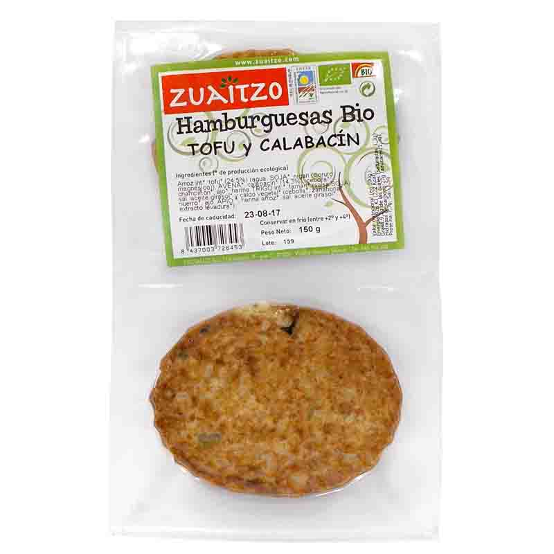 Hamburguesa vegetal de tofu y calabacín Zuaitzo 2x75g | ecológico