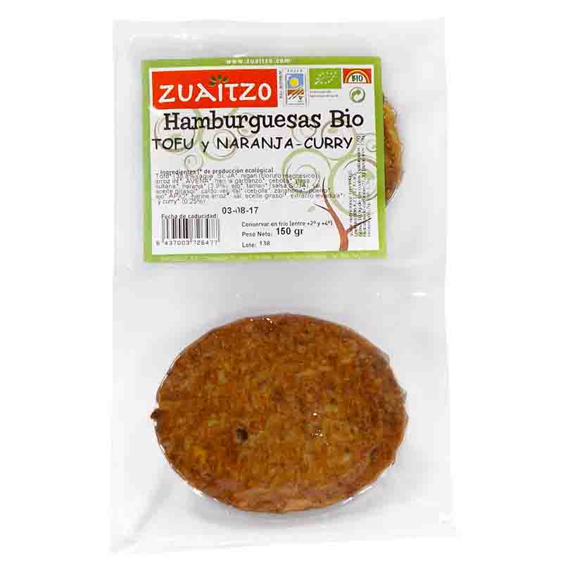 Hamburguesa vegetal de tofu con naranja y curry ecológico 2x75g Zuaitzo