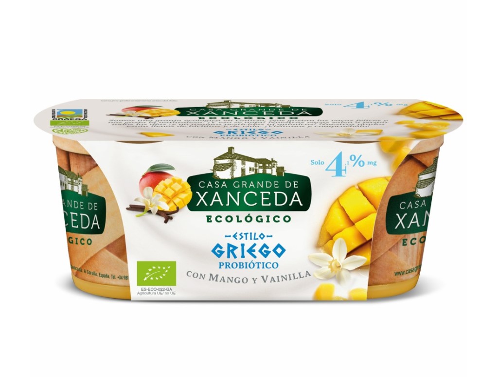 Yogur ecológico griego con mango y vainilla   Casa Grande de Xanceda 2x125g