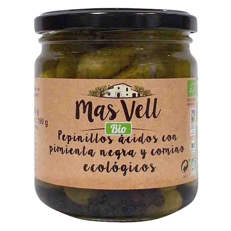 MAS VELL - PEPINILLOS CON PIMIENTA NEGRA Y COMINO 350g BIO