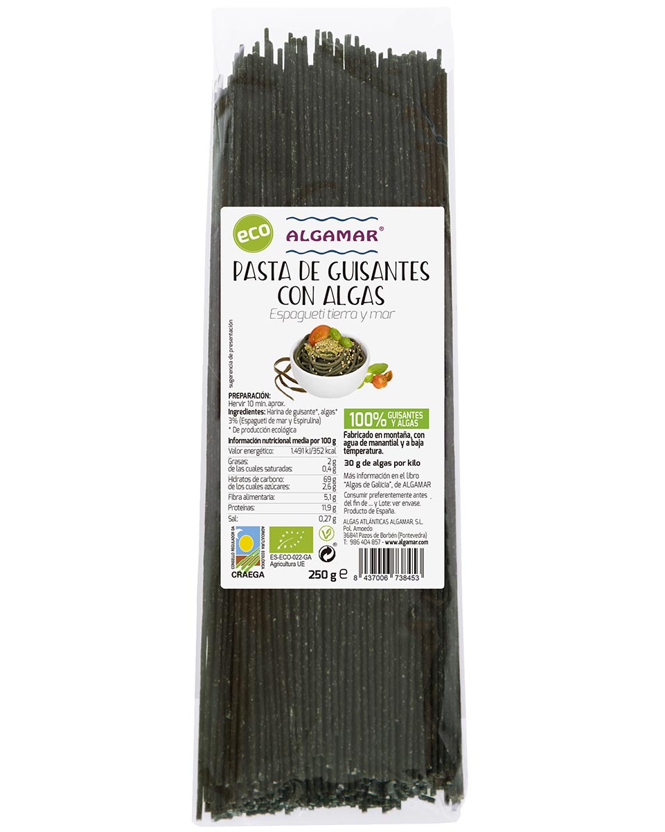 Espagueti sin gluten con algas 250g Algamar | ecológico