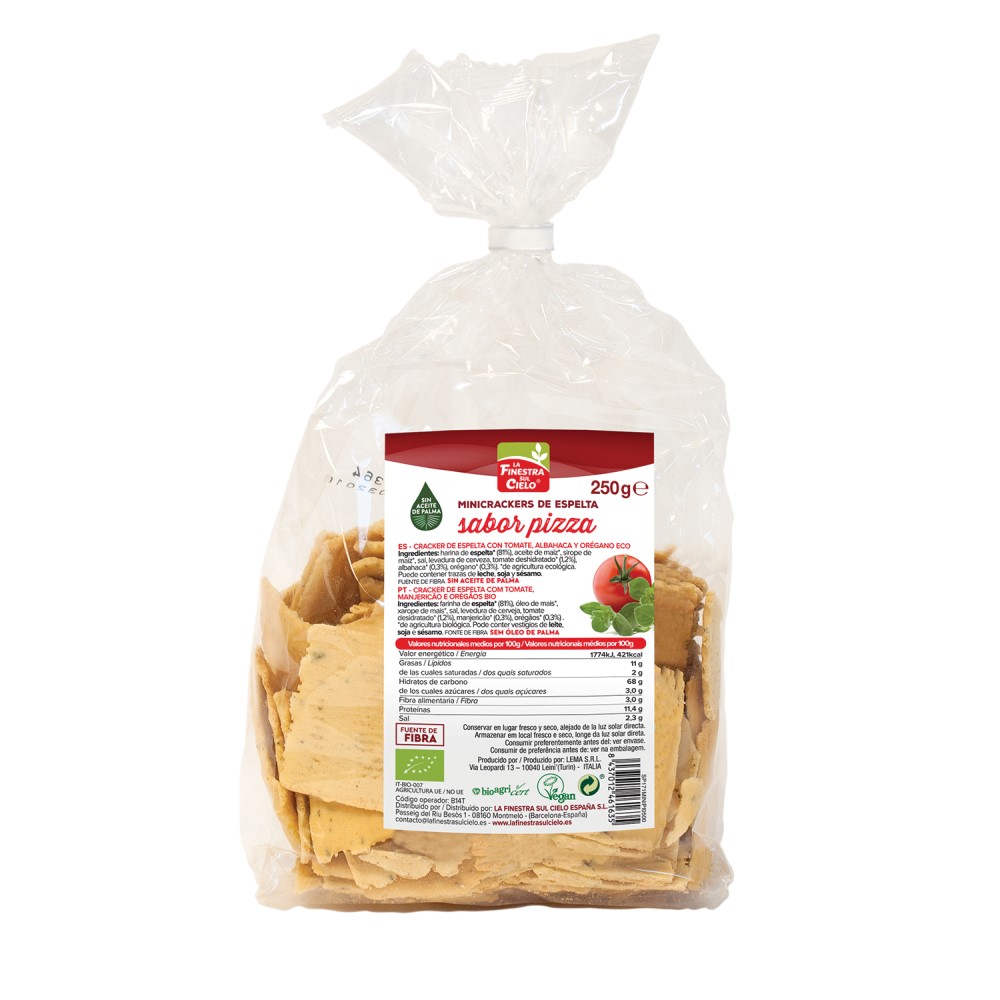 Mini crackers de espelta sabor pizza 250g BIO Finestra Sul Cielo