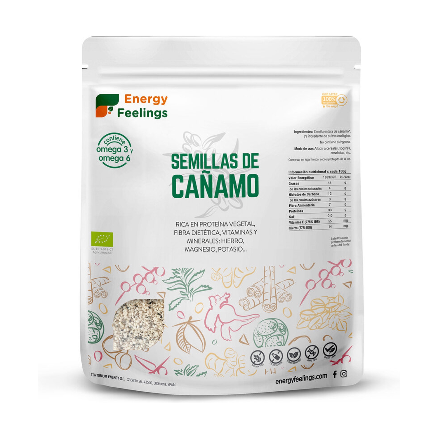 Semillas de cáñamo Energy Feelings 500g | Ecológicas